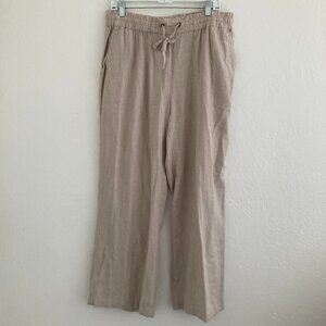 Naturals d&co Linen Blend Wide Leg Pull On Pants Flax Tan Beach Lagenlook MP